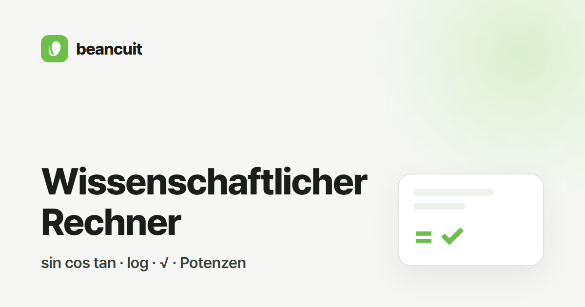 Wissenschaftlicher Rechner online – sin cos tan log √ | beancuit